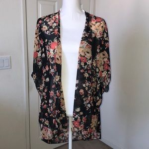 Black floral cardigan